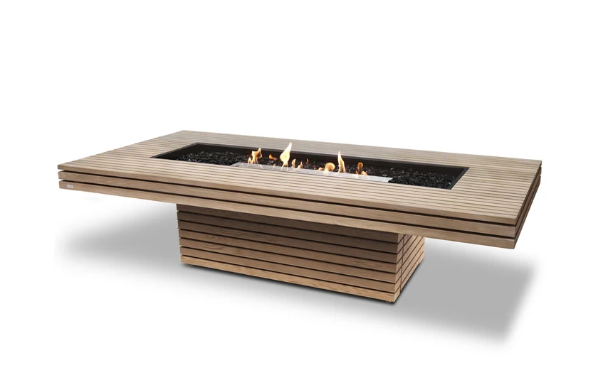ECOSMART GIN CHAT 90 TEAK FIRE TABLE