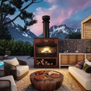 Masport Matakana 1200 Fire in Corten Cabinet with Flue Kit
